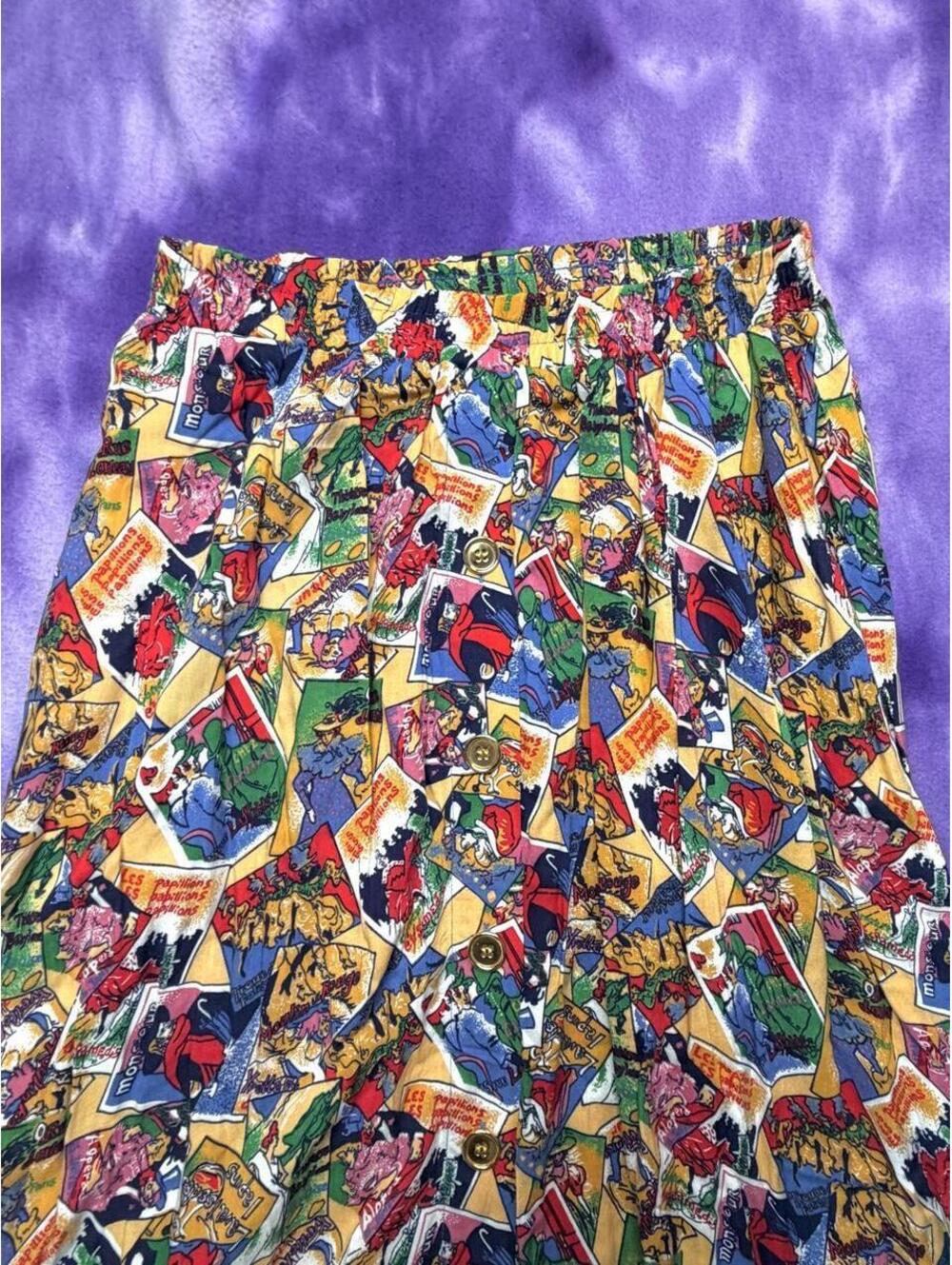 Sk wear French postcard printed midi maxi skirt
